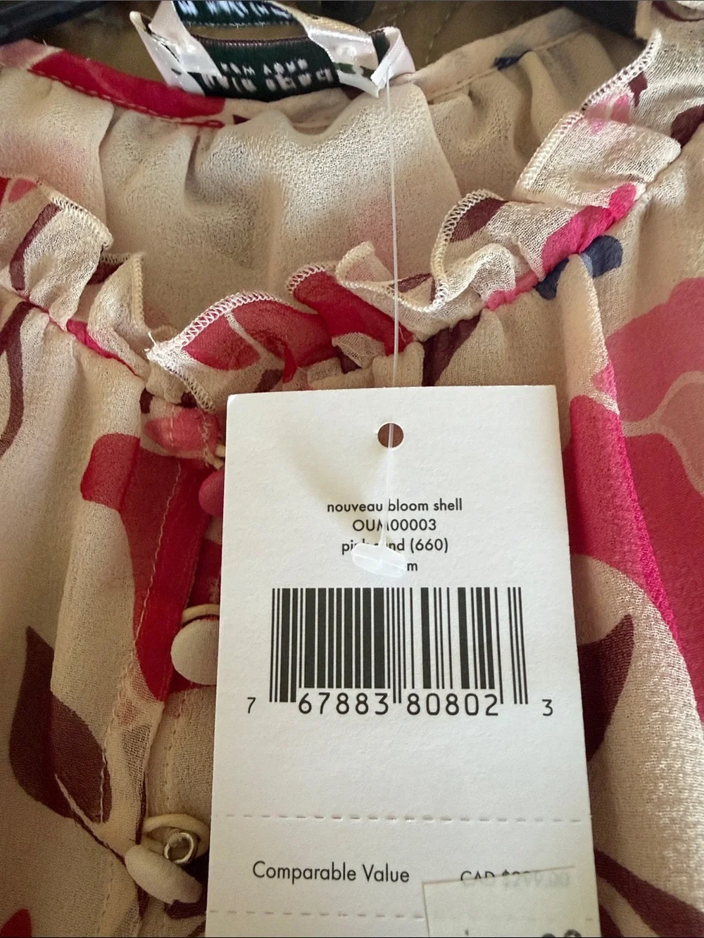 KATE SPADE Pink Floral Ruffle-Trim Silk Blouse NWT